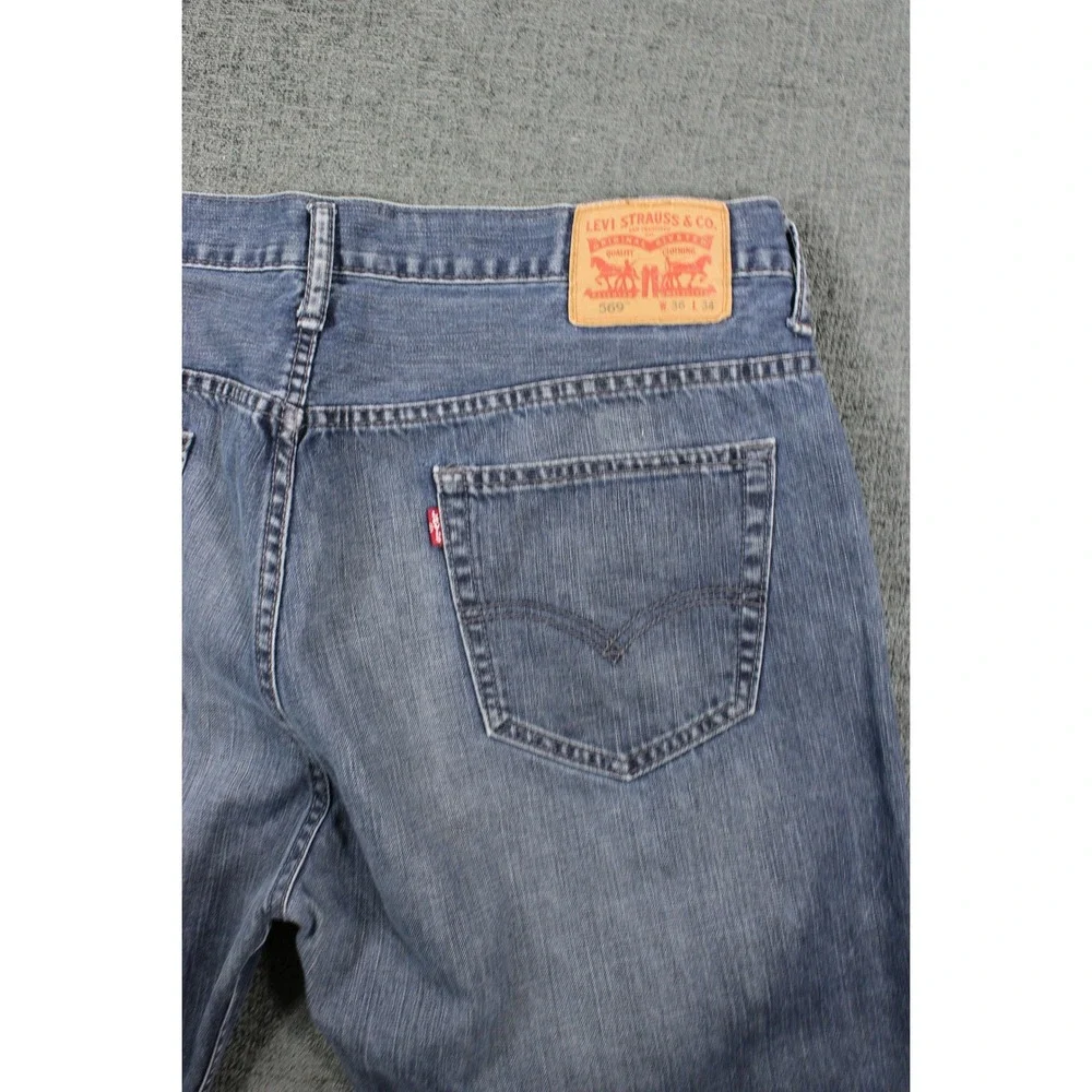 Levis 569 Loose Straight Leg Jeans Mens 36x34 Blue Denim Medium Wash 100% Cotton